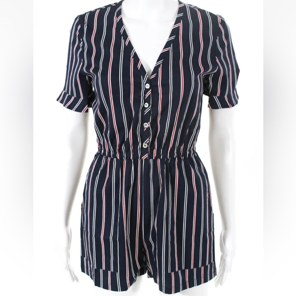 Les Canebiers Navy Striped Romper